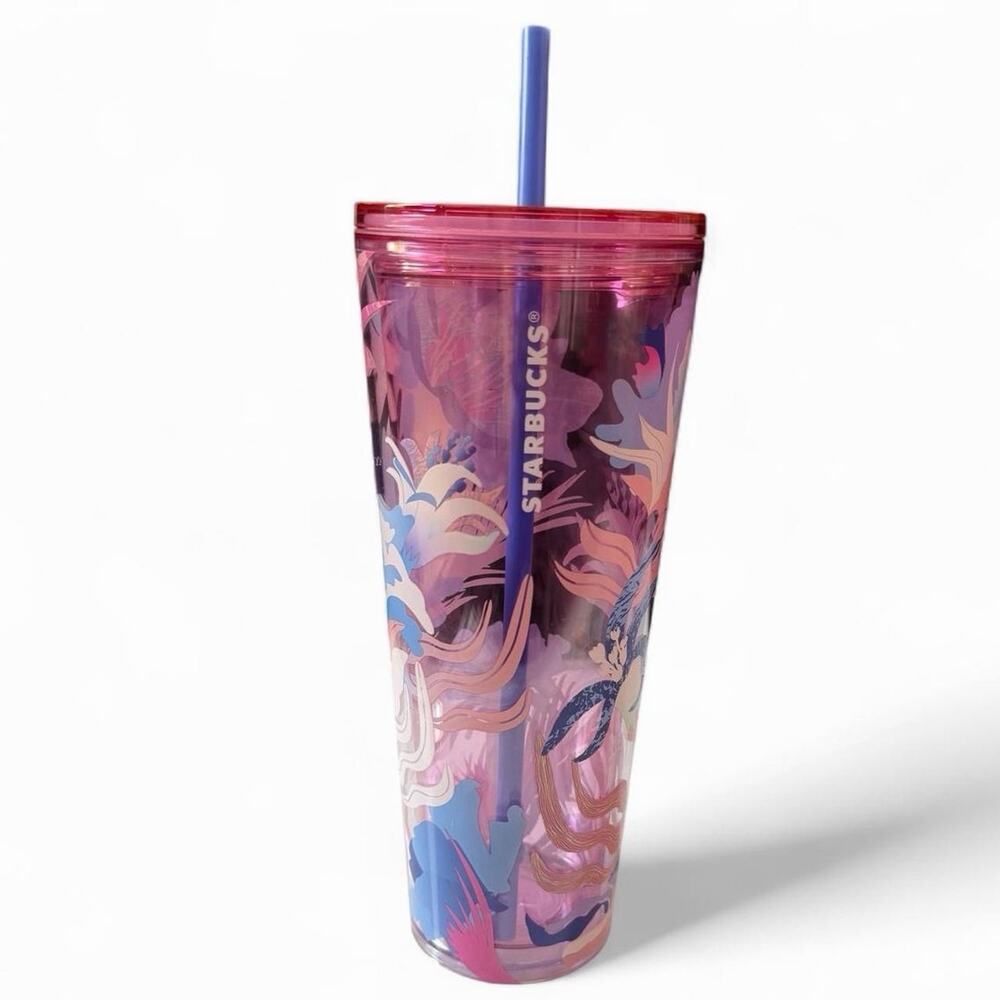 NEW Starbucks Summer 2023 Pink Floral 24oz Cold Cup